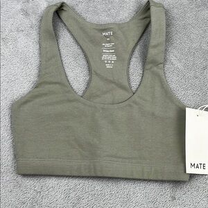NEW MATE the Label‎ XS Organic Cotton Sage Green Racerback Bra